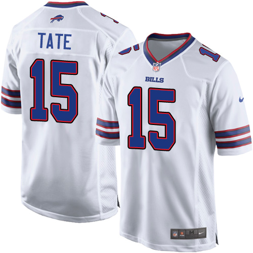 Men's Game Brandon Tate Nike Jersey White Road - #15 NFL Buffalo Bills